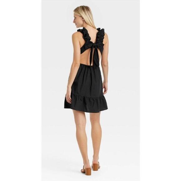 Who‎ What Wear Backless Ruffle Strap Dress Back Bow Mini Cutout Sundress Size 4X - Picture 2 of 3